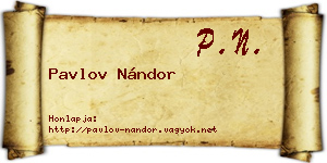 Pavlov Nándor névjegykártya
